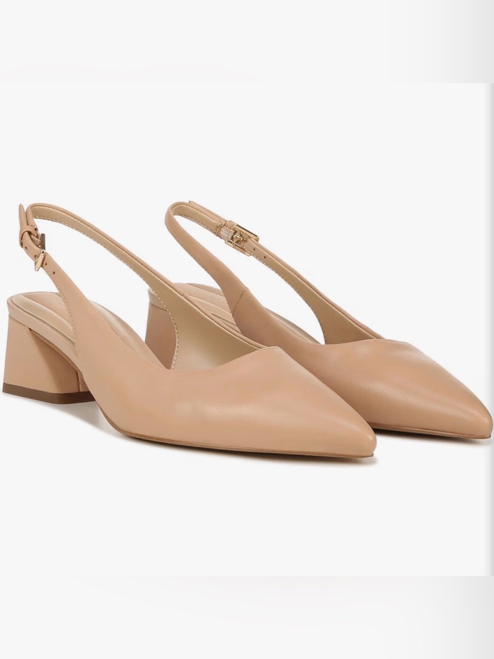 Franco Sarto Racer Slingback Pumps Nude Beige Leather Pointed-Toe. Size 9